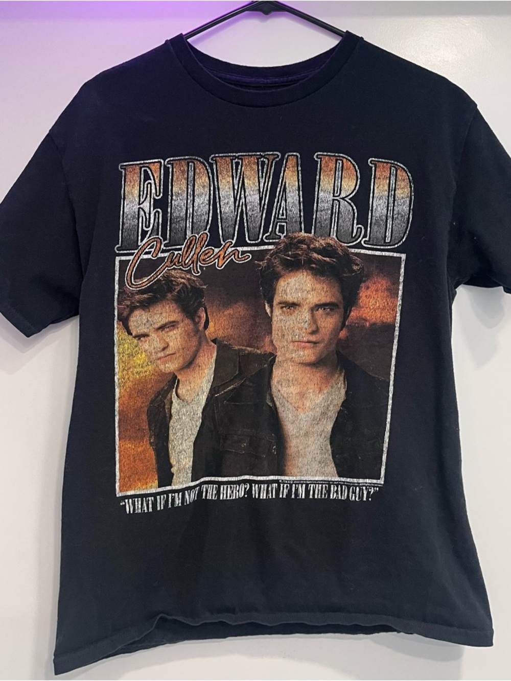 Twilight Black Graphic Short Sleeve T-Shirt Edward Cullen Design Medium Cotton